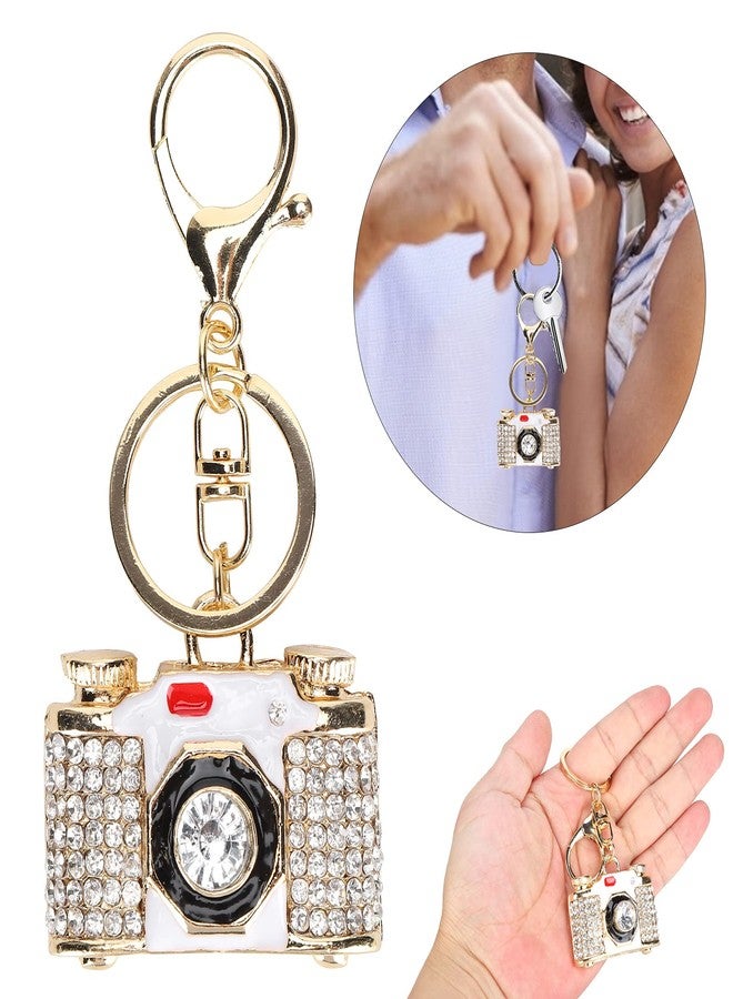 ZPSHYD Cute Keychain for Women, Sparkling Crystal Rhinestones Keychain Charm Key Ring with Rhinestone Decoration Metal Key Chain (Camera) - Image 2